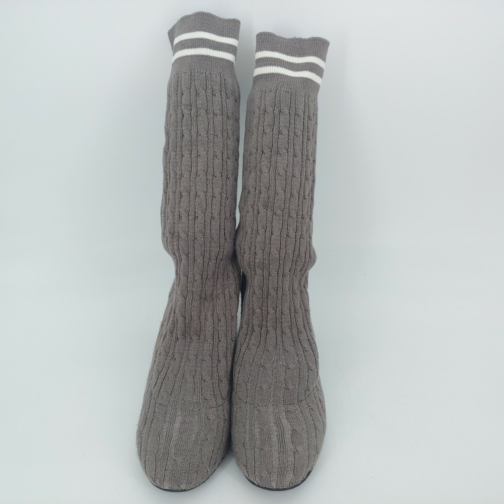 Olivia Miller Shoes Womens Ghom-149 Gray Stripe 8 Sweater Boots Pull‎ On